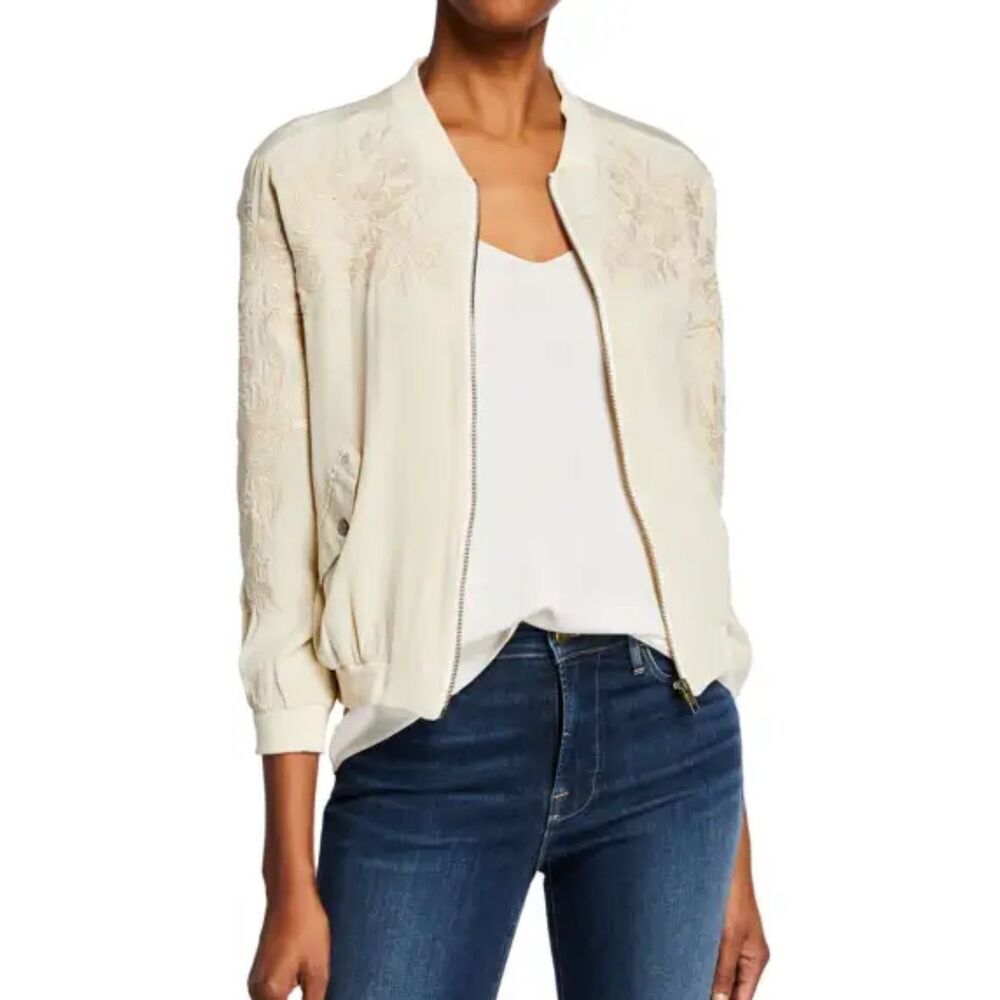 NWOT JOHNNY WAS Tyrell Silk Bomber Jacket, XS $368 A52